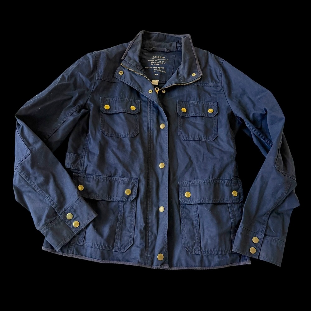 J.Crew Relaxed Boyfriend Field Jacket Navy Blue Cotton Utility Coat 27584 Mens M